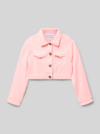 Produktfoto, Jacke mit Umlegekragen und Brusttaschen von DANAMADE, bawełniana mieszanka ze stretchem, krój regular fit, kołnierz wykładany, zapięcie na guziki, kieszenie na piersi, długość pleców w rozmiarze 116: 29 cm, szerokość ramion w rozmiarze 116: 25 cm, długość rękawa w rozmiarze 116: 43 cm, jasnoróżowy kolor, gładka struktura, prosty fason