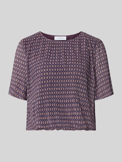 Produktfoto, Regular Fit blouse met plooien-look van Rich & Royal, dames, bloemen all-over print, ronde hals, 1/2-mouwen, paarstinten.