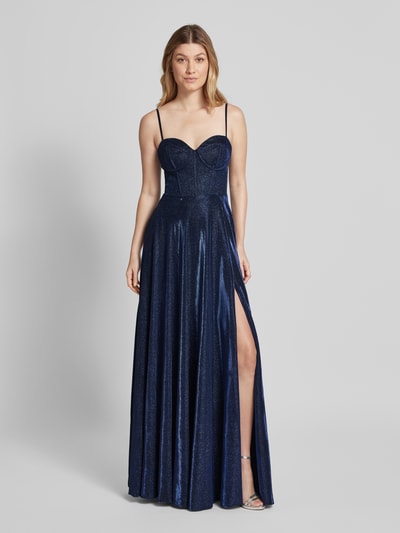 Luxuar Abendkleid mit Beinschlitz Dunkelblau 4