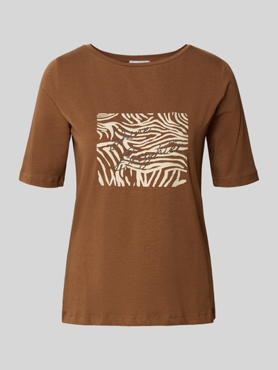 More & More T-shirt z detalem z logo Średniobrązowy 2