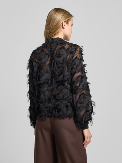 YAS Semitransparentes Bluse mit Fransen Modell 'DIO' Black 5