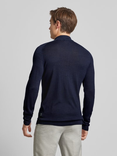 CG - Club of Gents Gebreide pullover met structuurmotief, model 'Bertie' Marineblauw - 5