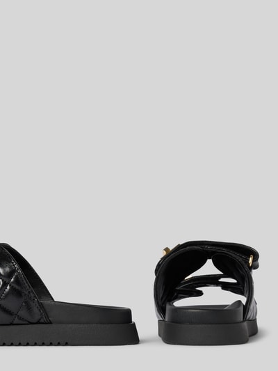 Steve Madden Slippers van leer met klittenband, model 'SCHMONA' Zwart - 2