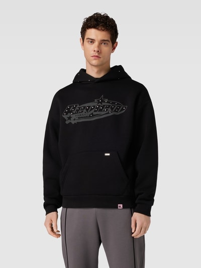 REVIEW Hoodie mit Label-Print Black 4