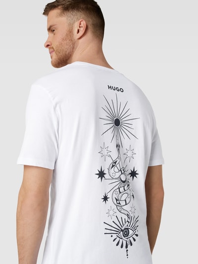 HUGO T-shirt met labelprint, model 'Dedico' Wit - 3