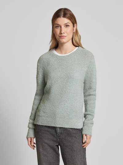 Marc O'Polo Regular fit gebreide pullover in curly bouclé van een mix van scheerwol en alpaca Mintgroen - 4