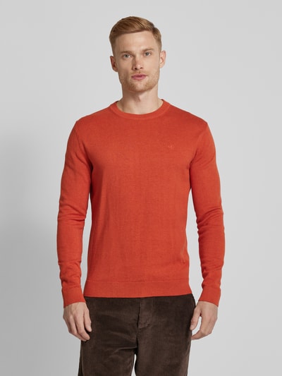 Tom Tailor Strickpullover mit Label-Stitching Modell 'BASIC' Dunkelorange 4