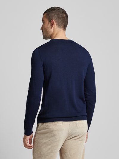 SELECTED HOMME Strickpullover mit gerippten Abschlüssen Modell 'TRAY' Dunkelblau 5