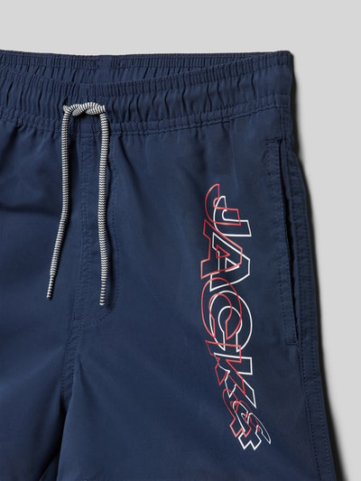 Jack & Jones Zwembroek met labelprint, model 'SWIM' Marineblauw - 2