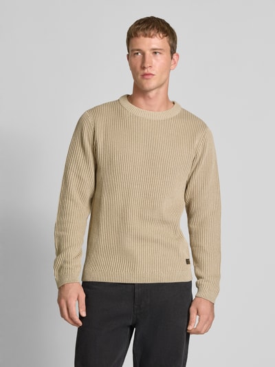 Jack & Jones Strickpullover mit gerippten Abschlüssen Modell 'DOVER' Beige 4
