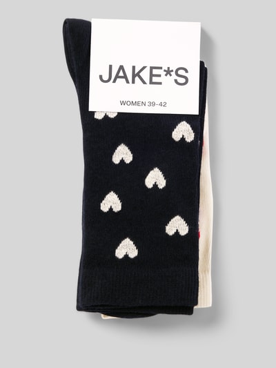 Jake*s Casual Socken mit geripptem Abschluss im 2er-Pack Dunkelblau 3