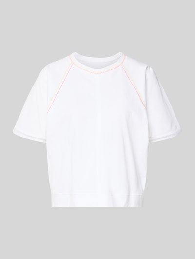 Marc Cain t-shirt o kroju relaxed fit z okrągłym dekoltem Biały 2