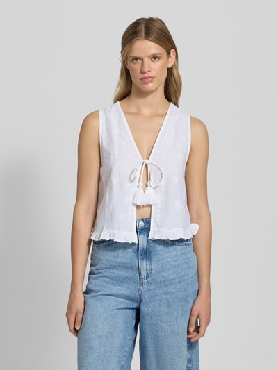 Only Regular fit linnen gilet met borduursels Wit - 4