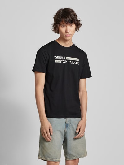 Tom Tailor Denim T-Shirt mit Label-Print Modell 'Type H' Black 4