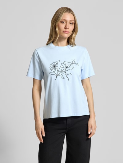 VILA T-Shirt mit Stitching Modell 'NORA' Hellblau 4