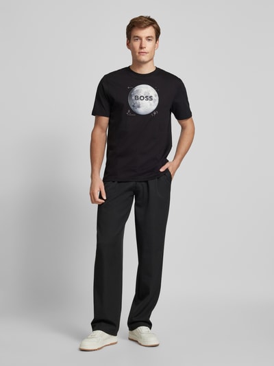 BOSS Orange T-Shirt mit Motiv- und Label-Print Modell 'Moon' Black 1