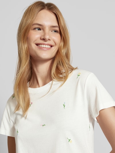 Jake*s Casual T-Shirt mit Allover-Muster Offwhite 3