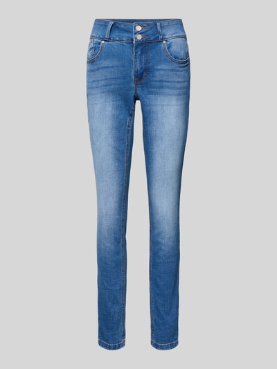 Produktfoto, Jeans in verkürzter Passform von Buena Vista in Blau, Baumwoll-Mix mit Viskose-Anteil, Slim Fit, 5-Pocket-Design, glatte Textur
