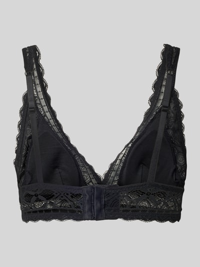 Produktfoto, schwarzer BH mit Spitzendetails von Jake*s Casual, zarte Spitze mit geometrischen Mustern, feine Textur, neutraler Hintergrund