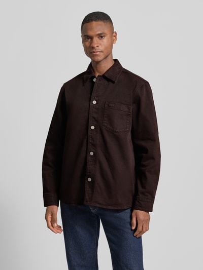 Lacoste Regular fit jeansjack van puur katoen Chocoladebruin - 4