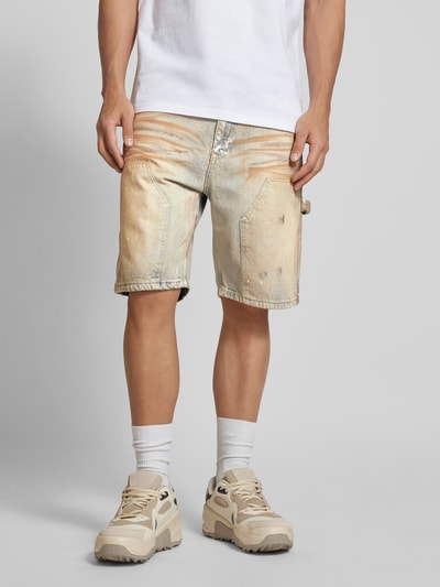 REVIEW Regular Fit Jeansshorts im Used-Look Beige 4