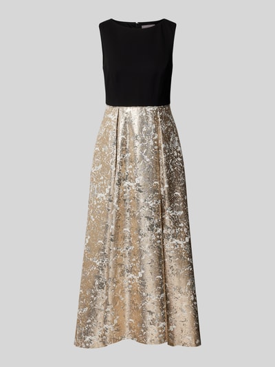 Christian Berg Cocktail Abendkleid mit Kellerfalten Gold Melange 1