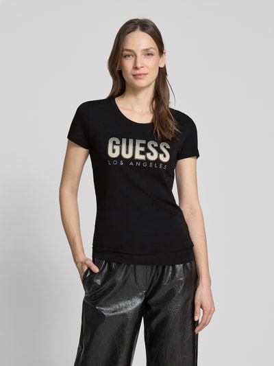 Guess T-Shirt mit Label-Print BLACK 4