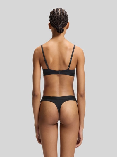 HUGO Stringi z detal z logo 'HUGO HEART THONG' Czarny 4