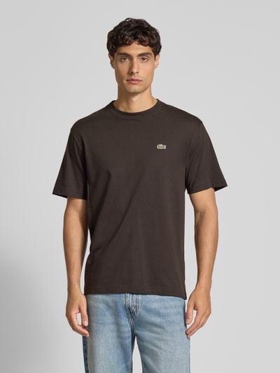 Lacoste Regular fit T-shirt van puur katoen Donkerbruin - 4