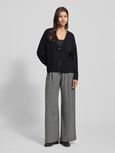 Jake*s Collection Gebreid jack met knoopsluiting. Zwart - 1