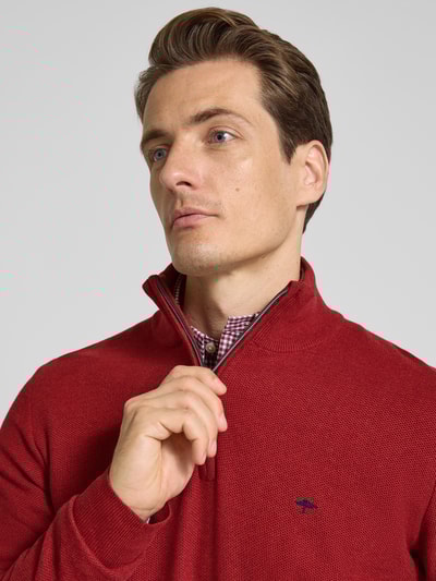 Fynch-Hatton Strickpullover mit Troyer-Kragen Dunkelrot 3