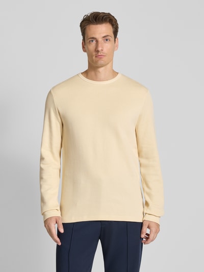 Lindbergh Shirt met lange mouwen, ronde hals en labeldetail Steengrijs - 4