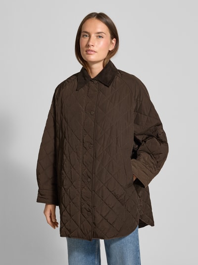 Weekend Max Mara Płaszcz pikowany o kroju oversized z kołnierzem sztruksowym model 'PEPATO' Czekoladowy 4