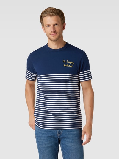 MC2 Saint Barth T-shirt met labelstitching, model 'PORTOFINO' Marineblauw - 4