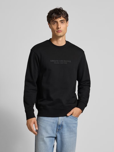 ARMANI EXCHANGE Bluza z nadrukiem z logo i okrągłym dekoltem Czarny 4