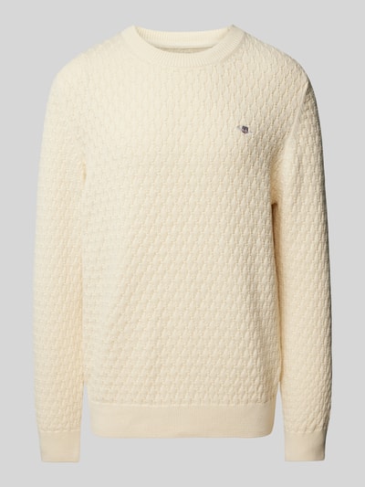 Gant Gebreide pullover met labelstitching Offwhite - 2