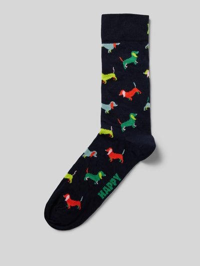 Happy Socks Socken mit Label-Print Dunkelblau 1