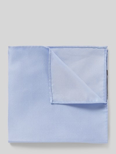 Produktfoto, Fein strukturiertes Einstecktuch aus Seide von Monti in hellem Blau, quadratische Form, Größe 27 x 28 cm, feine Textur.