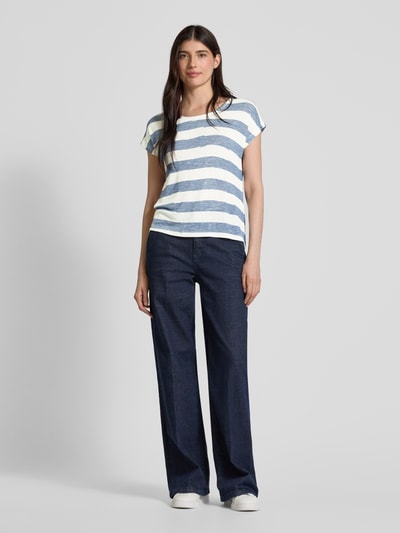 Vero Moda Relaxed Fit T-Shirt aus Viskose-Mix Modell 'WIDE STRIPE' Blau 1