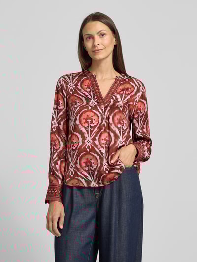 Emily Van den Bergh Regular Fit Bluse aus Viskose mit V-Ausschnitt Bordeaux 4