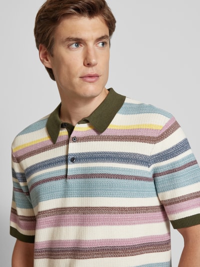 Scotch & Soda Koszulka polo o kroju regular fit z fakturowanym wzorem Złamany biały 3