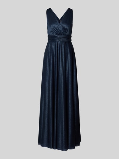 Christian Berg Cocktail Abendkleid mit Taillenpasse Marine Melange 1