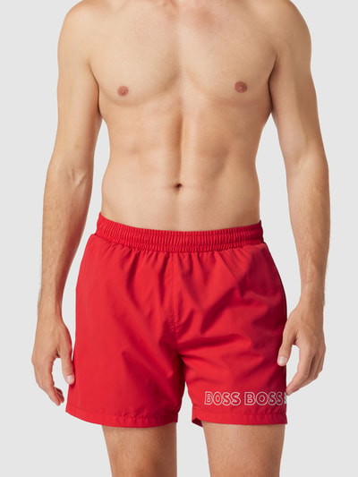 BOSS Badehose mit Label-Print Modell 'Dolphin' Rot 1