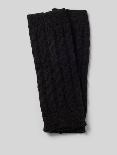 Produktfoto, Socken mit Zopfmuster von camano in Schwarz, gestrickte Textur, elastisches Rippbündchen, weiches, wärmendes Design, Norweger-Look
