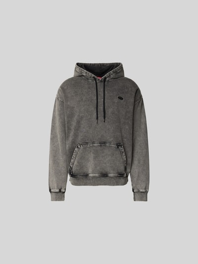 Produktfoto, Relaxed Fit Hoodie in Denim-Optik von Diesel aus reiner Baumwolle mit Kapuze, Tunnelzug und Logo-Stitching, grauer Farbton