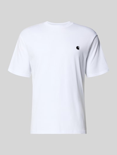 Produktfoto, Herren T-Shirt mit Label-Stitching Modell 'Madison' von Carhartt Work In Progress aus reiner Baumwolle, Regular-Fit, Weiß, Rundhalsausschnitt