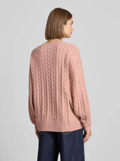 Review Gebreide pullover met kabelpatroon Oudroze gemêleerd - 5