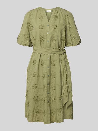 Produktfoto, Regular Fit Tunikakleid mit Ballonärmeln van s.Oliver RED LABEL in effen kleuren met plooien, textielriem, 3d-borduursel en knoopsluiting, materiaal: puur katoen