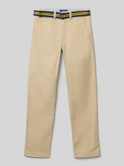 Polo Ralph Lauren Kids Straight fit stoffen broek met steekzakken, model 'Bedford' Beige - 1