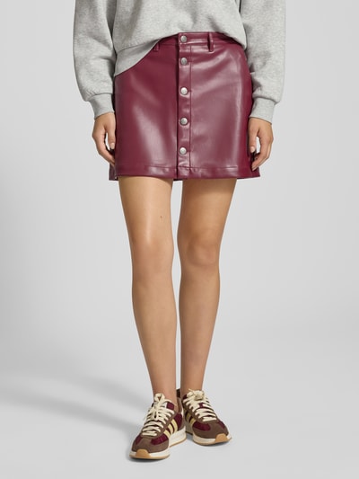 Only Rok in A-lijn in leerlook, model 'AMAZING-LIORA' Rood - 4